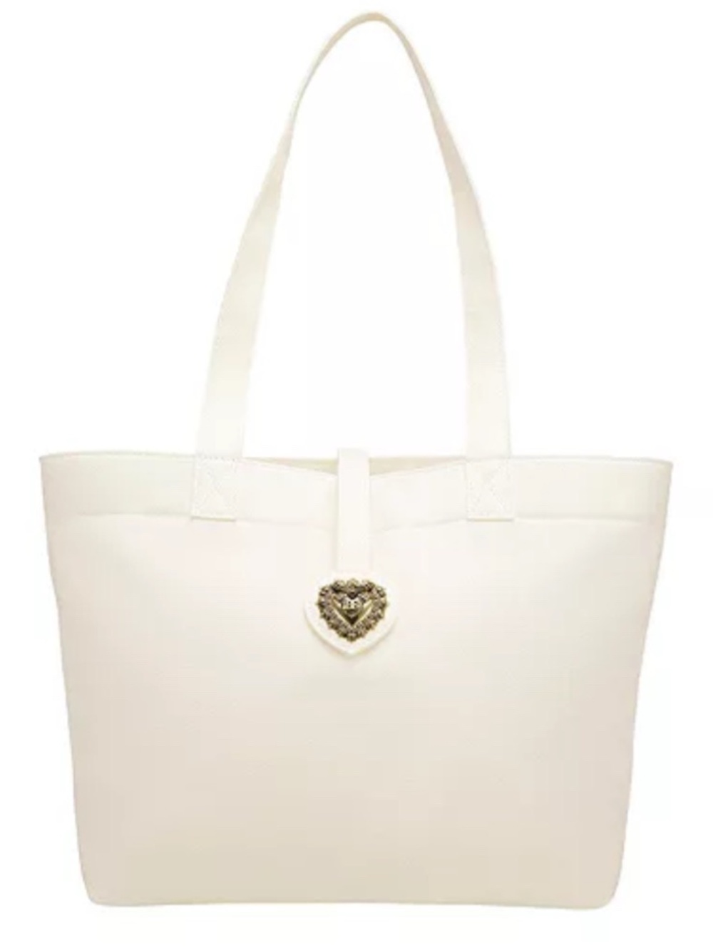 Authentic Dolce & Gabbana Devotion Cream Heart-Accent Canvas Tote